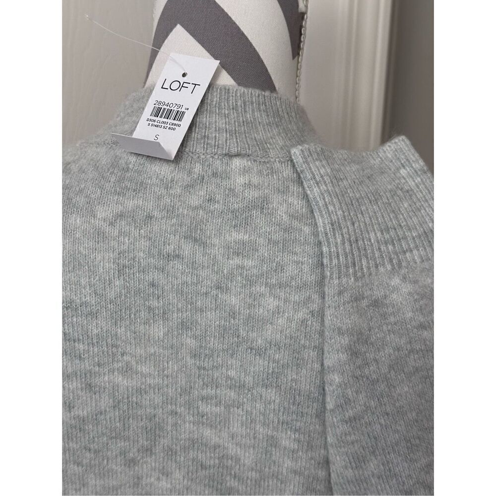 LOFT light gray tie front sweater - Picture 9 of 11